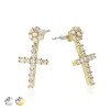CROSS DESIGN PAIR OF MICROPAVED STAINLESS STEEL PIN EARRING